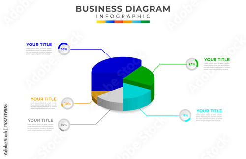 5 steps Modern 3D pie chart diagram, presentation vector infographic. Infographic template for business