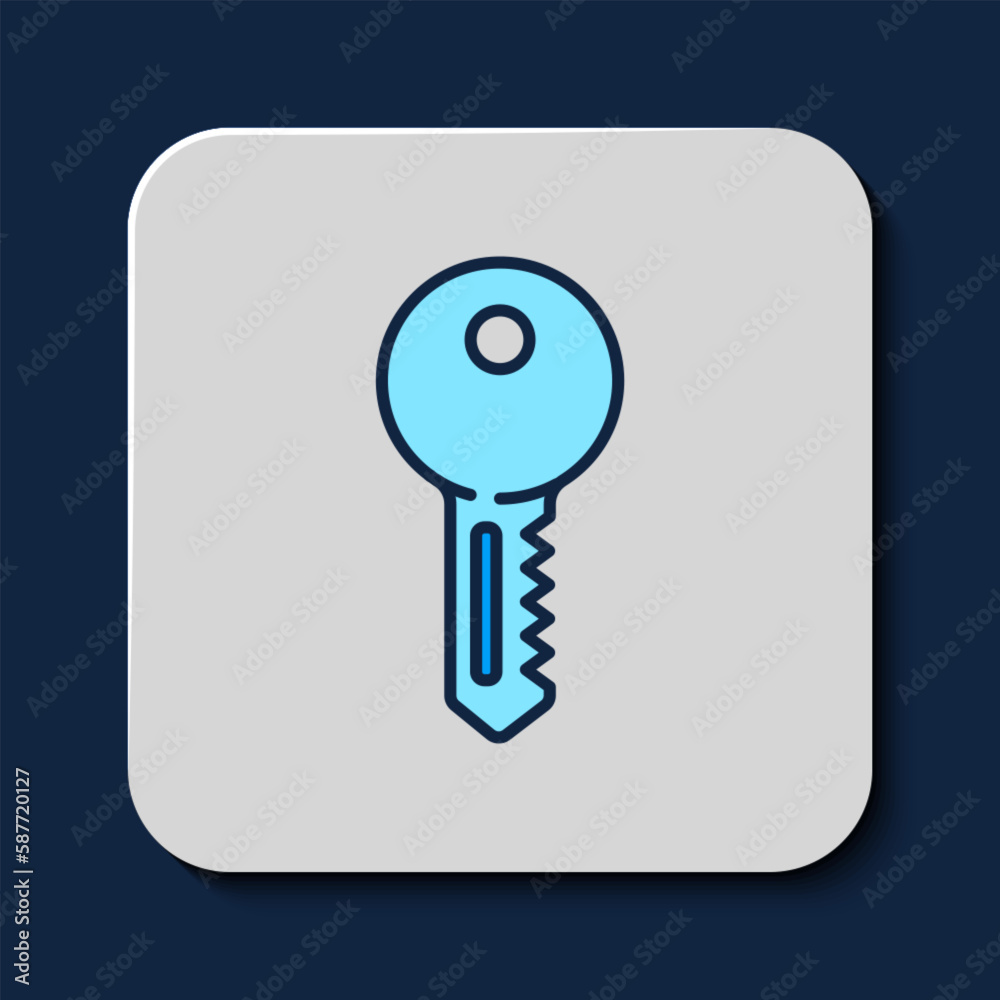 Filled outline House key icon isolated on blue background. Vector Filled outline House key icon isolated on blue background. Vector