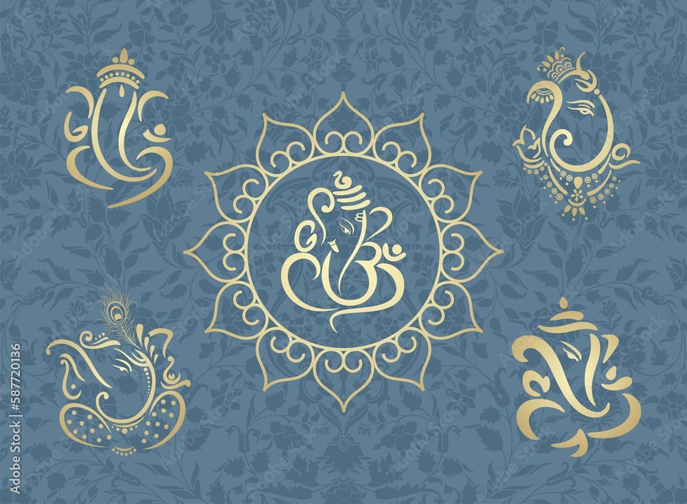 Ganesha, Aum, Hindu wedding card, Diwali, India Ganesha, Aum, Hindu wedding card, Diwali, India