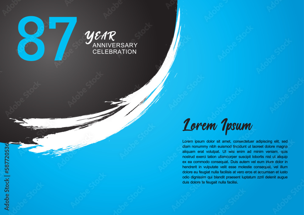 87 year anniversary celebration logotype on blue background for poster ...