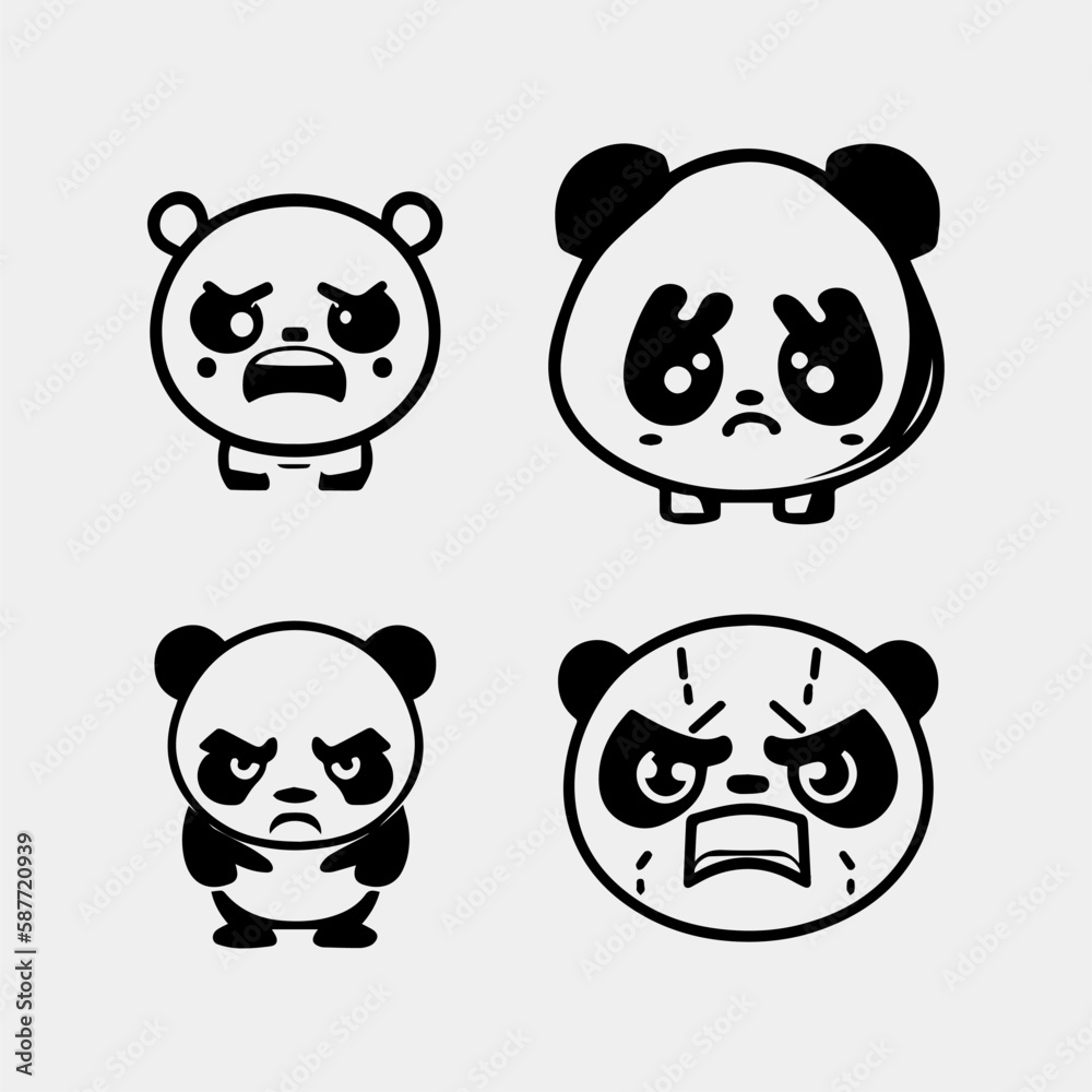 Cute panda face vector icon or logo design