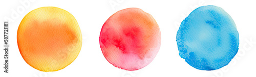 watercolor circle with many color set bundle. generative ai