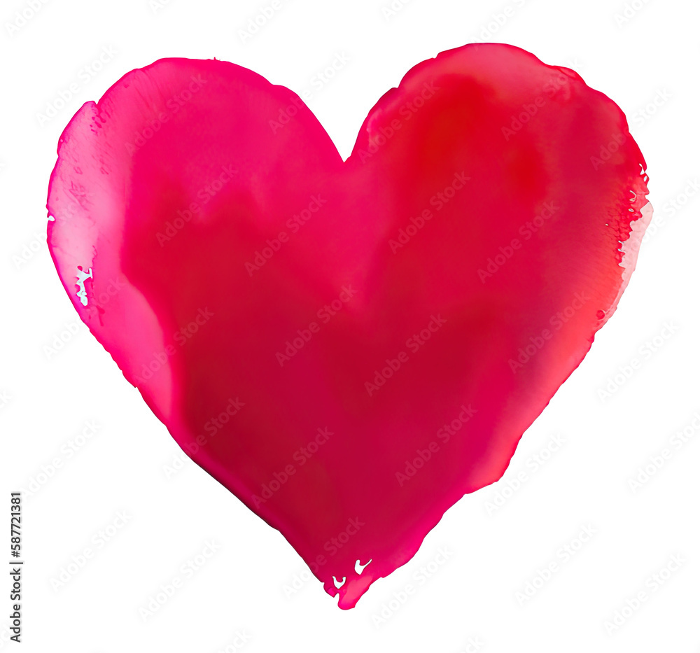 watercolor red love heart shape hand drawn. generative ai