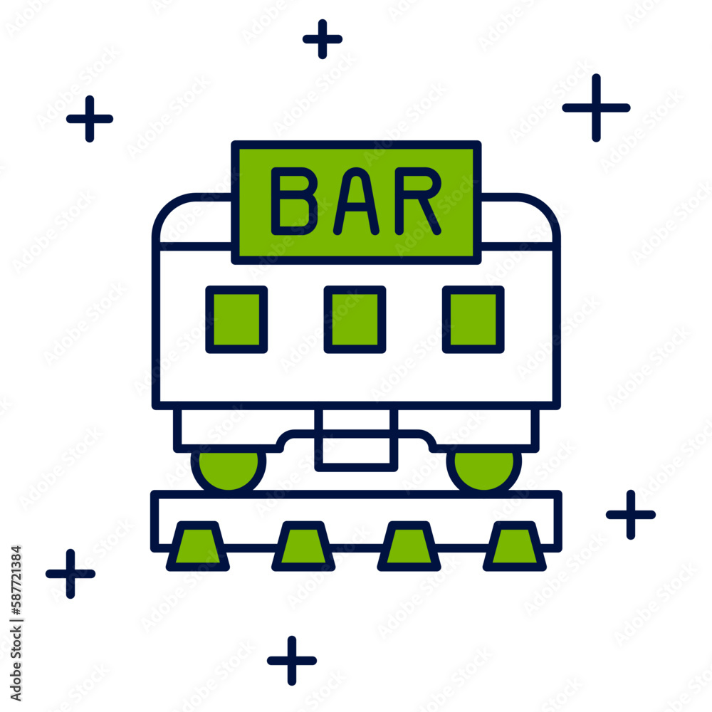 Filled outline Restaurant train icon isolated on white background. Vector Filled outline Restaurant train icon isolated on white background. Vector