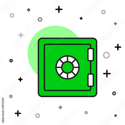 Filled outline Safe icon isolated on white background. The door safe a bank vault with a combination lock. Reliable Data Protection. Vector