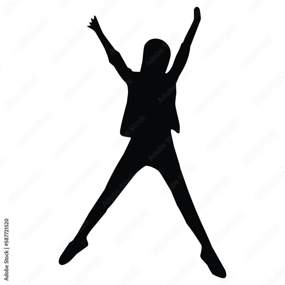 the girl jump be happy silhouette vector Pro Vector