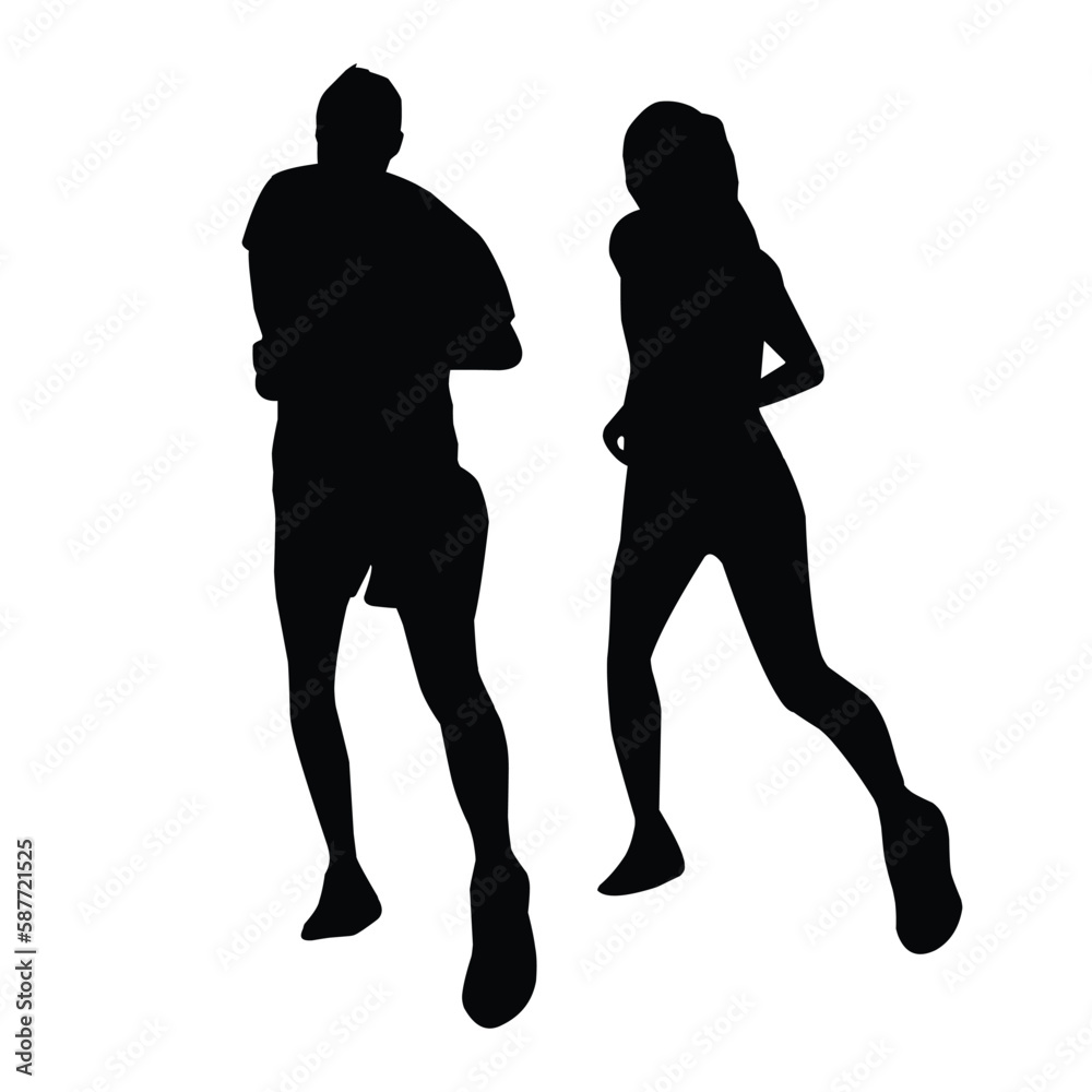 Boy and girl running together silhouette vector Pro Vector Boy and girl running together silhouette vector Pro Vector