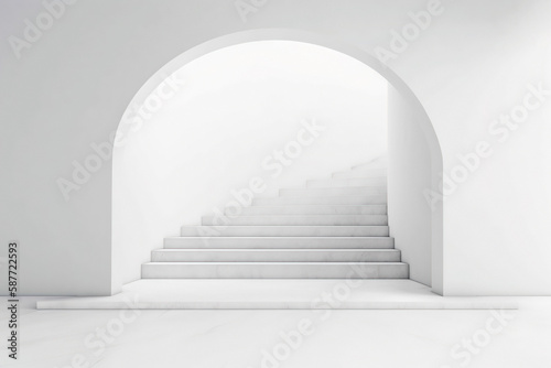 White marble classic staircase. Generative ai illustration 
