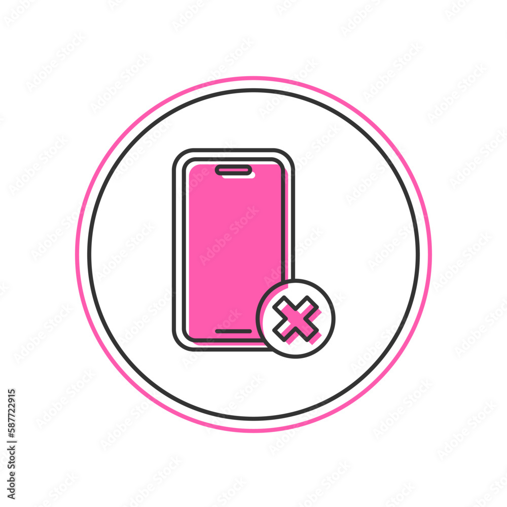 Filled outline No cell phone icon isolated on white background. No talking and calling sign. Cell prohibition. Vector Filled outline No cell phone icon isolated on white background. No talking and calling sign. Cell prohibition. Vector