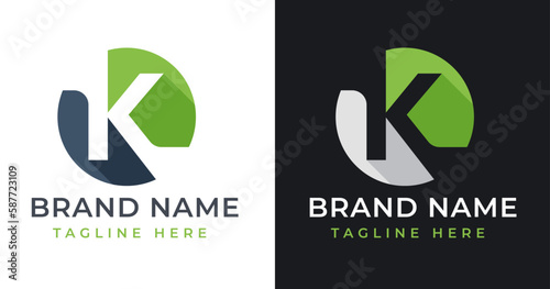 Initial letter K Logo vector illustration with Abstract Circle Shape design