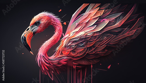 Flamingo abstract wallpaper. Background with cute flamingo bird in Pastel colors generative ai photo