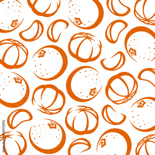 Mandarin pattern background set. Collection icon mandarin. Vector