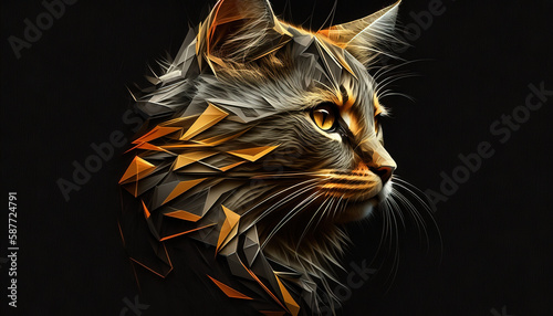 Cat abstract wallpaper. Contrast background kitten in vivid colors generative ai