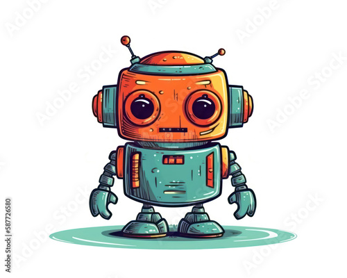Cartoon robot. Isolated vector illustration on a white background. © Lohan