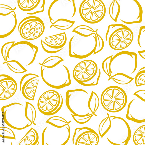 Lemon pattern background set. Collection icon lemons. Vector