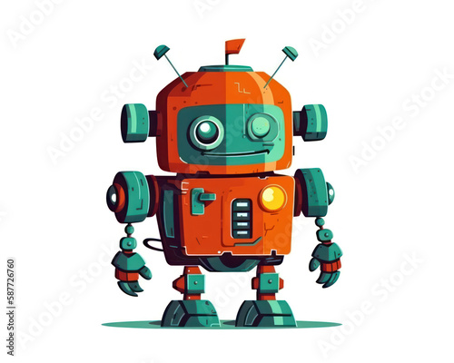 Cartoon robot. Isolated vector illustration on a white background.