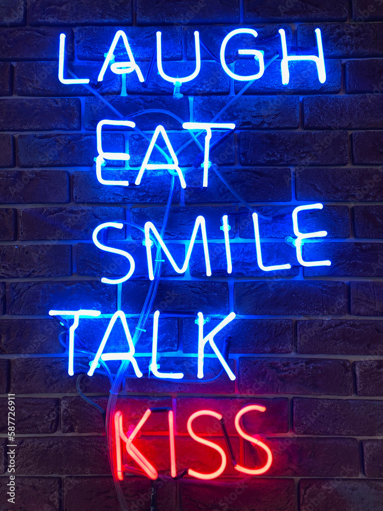 Obraz premium Blue neon sign