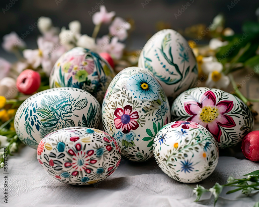 variety of hand-painted Easter eggs with intricate designs and patterns. Easter Masterpieces Stunning Hand-Painted Egg Collection