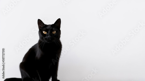animal on the white Background black cat generative ai