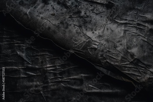 Illustration of close-up texture of black velvet fabric. Generative AI