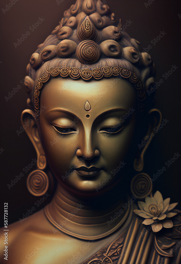 Buddha statue, Oil Painting, Generative AI