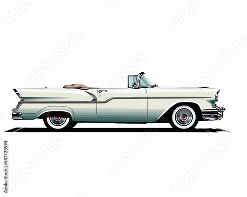 car side profile detailed isolated illustration 50 s  vintage convertible