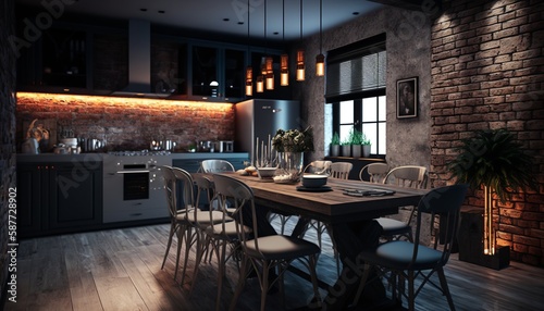 stone-effect kitchen furnishing idea
