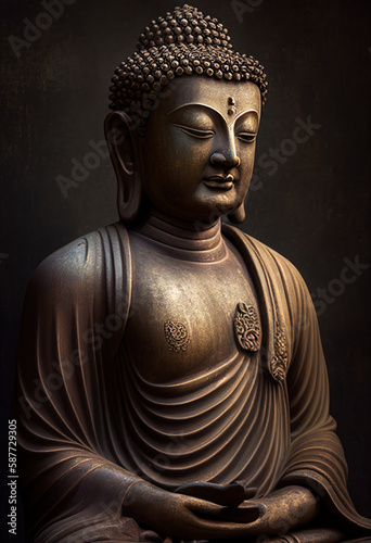 Wallpaper Mural Buddha statue, Oil Painting, Generative AI Torontodigital.ca
