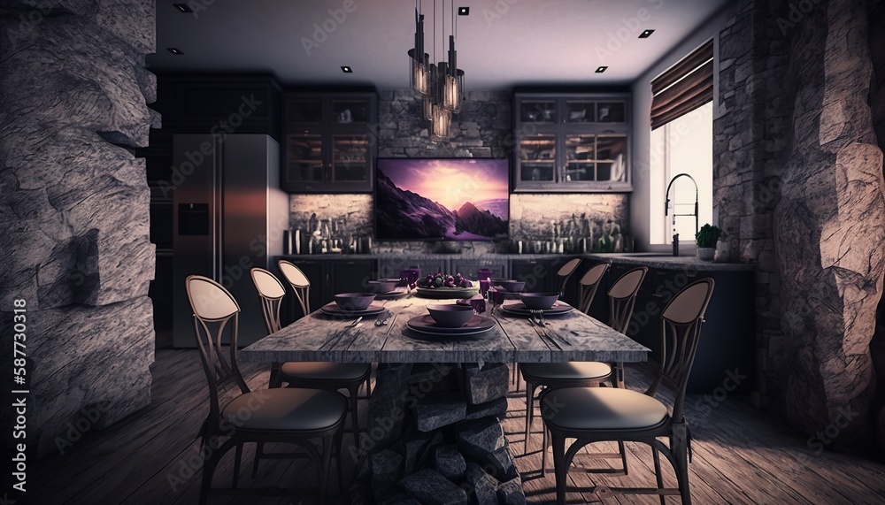 Fototapeta premium stone-effect kitchen furnishing idea