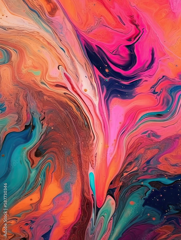 Abstract Psychedelic Texture with Vibrant Colors and Patterns
