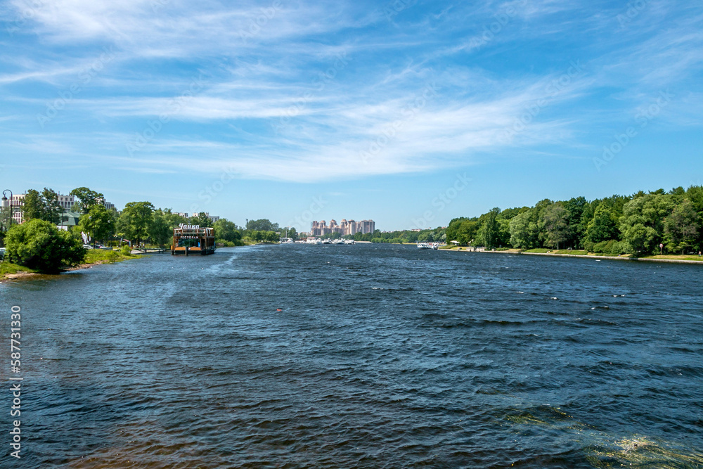 Srednyaya Nevka River in St. Petersburg at summer
