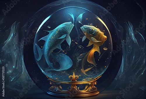 luxury Aquarium sign. Generative AI.