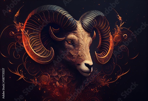 luxury Aries zodiac sign. Generative AI.