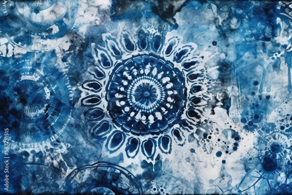delicate blue and white flower painting. Generative AI delicate blue and white flower painting. Generative AI