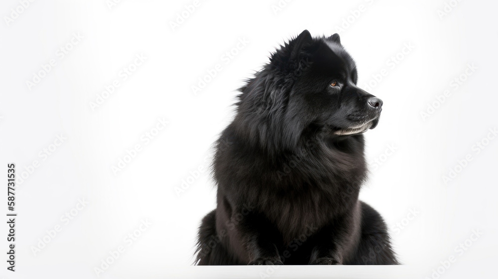 animal on the white Background black dog Chow-chow generative ai animal on the white Background black dog Chow-chow generative ai