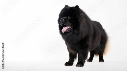 animal on the white Background black dog Chow-chow generative ai