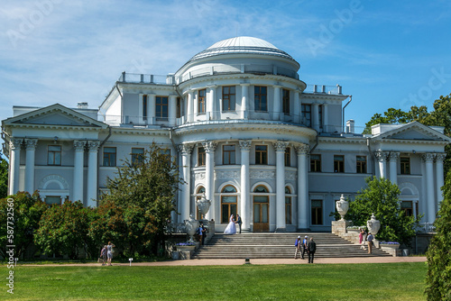 Yelagin Palace in the park on the island in St. Petersburg in summer