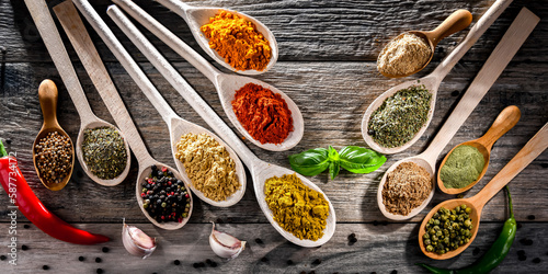 Composition with assortment of spices and herbs