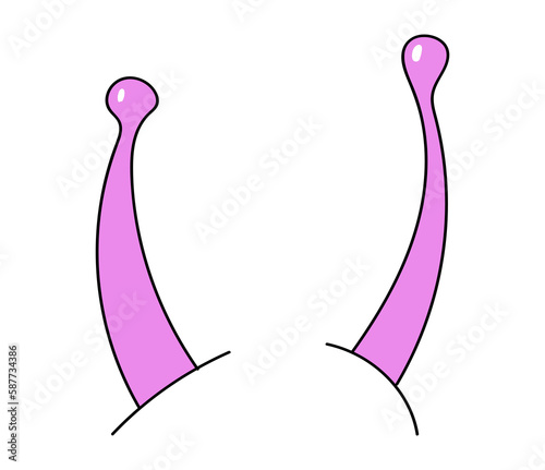 Hand drawn alien horns in doodle style. Illustration on a transparent background of cheerful collage photos of friends.