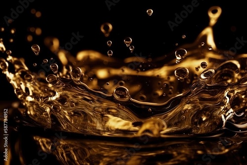 Close-up of gold splashes on a black background