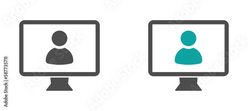 Video conference flat vector icons. Web conference icons