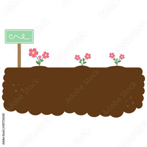 Flowers in the garden. Flat vector illustration of a garden