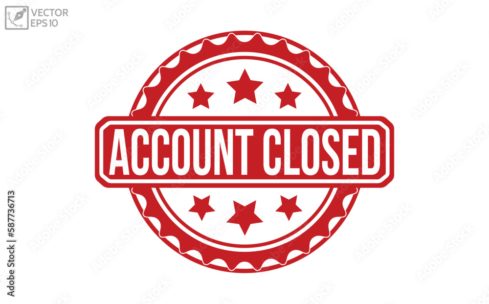 Account Closed stamp red rubber stamp on white background. Account