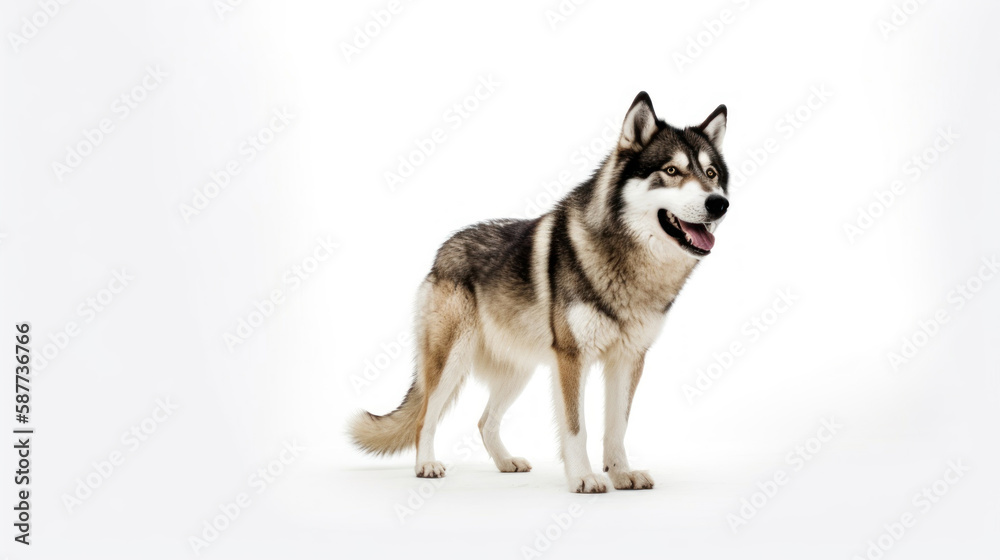 animal on the white Background dog Alaskan Malamut generative ai