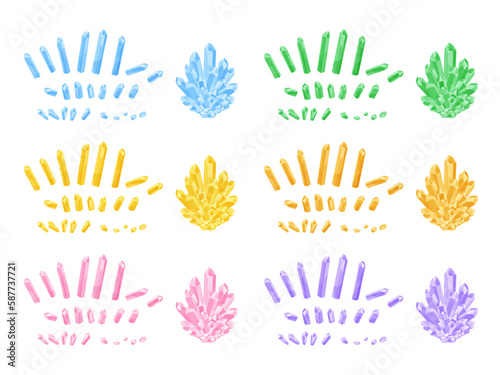 宝石の原石のイラスト素材セット_細長い水晶
