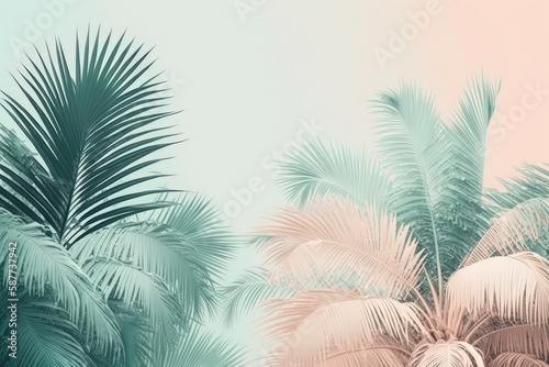 Minimal summer pastel concept soft colors of tropical background. ai generative