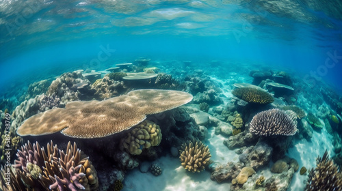 The majestic beauty of the Great Barrier Reef in Queensland, Australia, with its vibrant coral reefs and abundant marine life