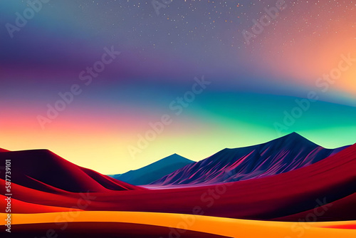 Beautiful mountains with abstract colors. Suitable for presentation design, books, cards, advertisements. Generative AI