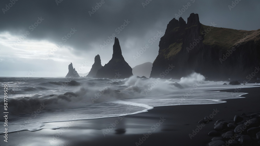 The otherworldly black sand beaches of Vik in Iceland, with dramatic ...