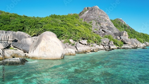 Beautiful coast of Seychelles view from above
